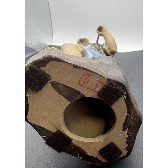 Vintage Shiwan Chinese Mudman Figurine Fishing Fisherman Mud Man 8" tall - Picture 5 of 5